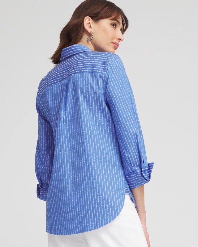 No Iron Dot Stripe Stretch Shirt - image 3